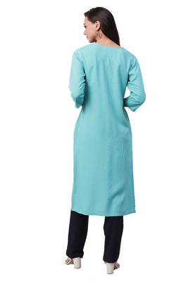 Blue plain liva ethnic-kurtis 2