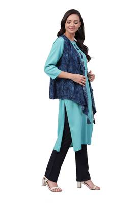 Blue plain liva ethnic-kurtis 3