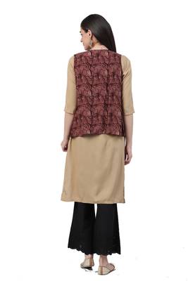 Brown plain liva ethnic-kurtis 2