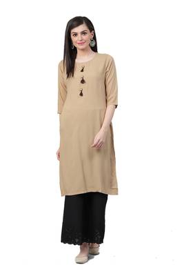 Brown plain liva ethnic-kurtis 3