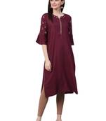 Dark-purple printed liva ethnic-kurtis