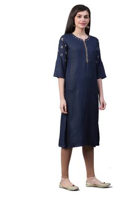 Navy-blue printed liva ethnic-kurtis 3