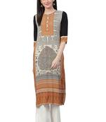 Mustard printed liva ethnic-kurtis