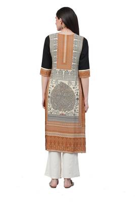 Mustard printed liva ethnic-kurtis 2