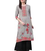 Grey printed liva ethnic-kurtis