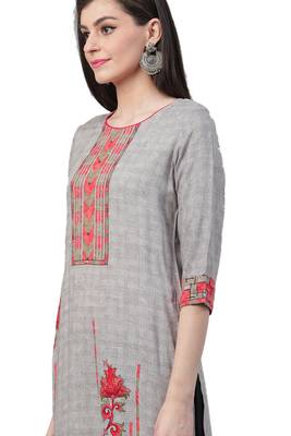 Grey printed liva ethnic-kurtis 4