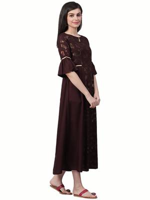 Brown printed liva long-kurtis 3