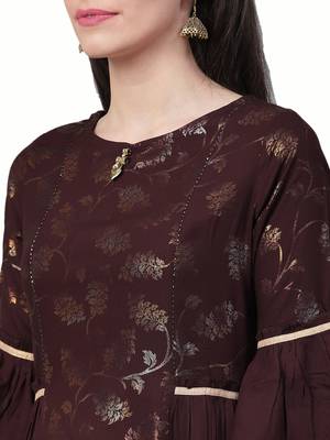 Brown printed liva long-kurtis 4