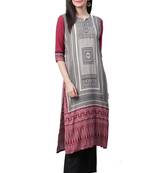 Maroon printed liva ethnic-kurtis