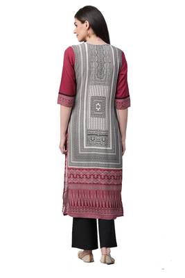 Maroon printed liva ethnic-kurtis 2
