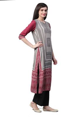 Maroon printed liva ethnic-kurtis 3