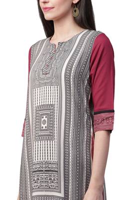 Maroon printed liva ethnic-kurtis 4