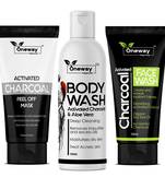 All Rounder Activated Charcoal Kit: Charcoal Face Wash, Charcoal Bodywash, Charcoal Peel of Mask