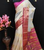 White woven cotton silk saree with blouse