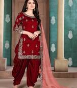 Red embroidered art silk salwar