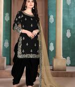 Black embroidered art silk salwar Kameez