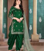 Green embroidered art silk salwar