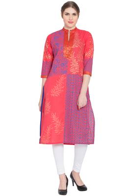 Women's Cotton Straight Kurti Block Printed 1