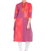 Women's Cotton Straight Kurti Block Printed