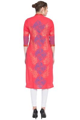 Women's Cotton Straight Kurti Block Printed 3