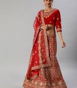 Red Gold Toned Embellished Semi Stitched & UnStitched Blouse