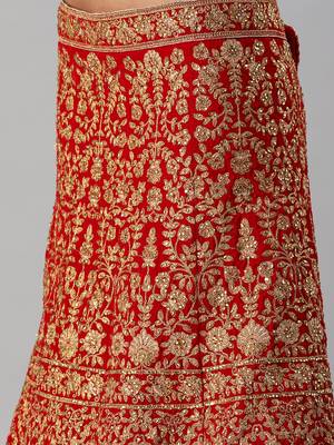 Red Gold Toned Embellished Semi Stitched & UnStitched Blouse 4