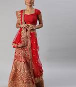 Red Gold Toned Embellished Semi Stitched & UnStitched Blouse