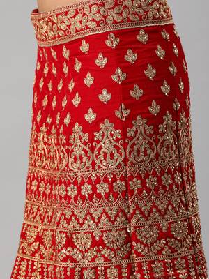 Red Gold Toned Embellished Semi Stitched & UnStitched Blouse 4