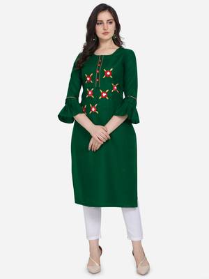 Green Color Straight Kurta 1