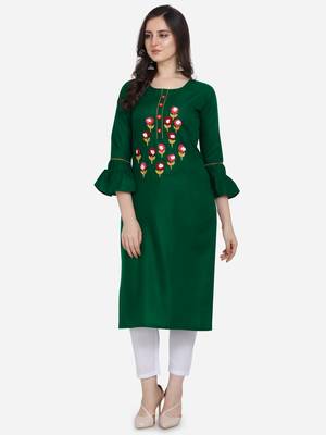 Green Color Straight Kurta 1