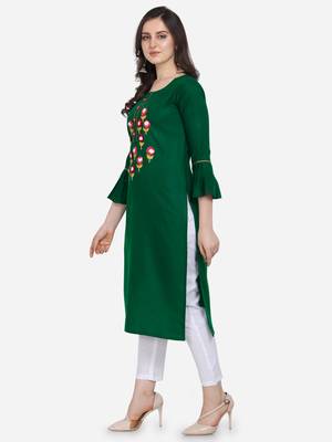 Green Color Straight Kurta 3