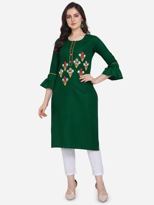 Green Color Straight Kurta 1