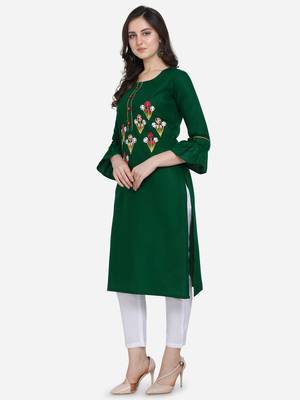 Green Color Straight Kurta 3