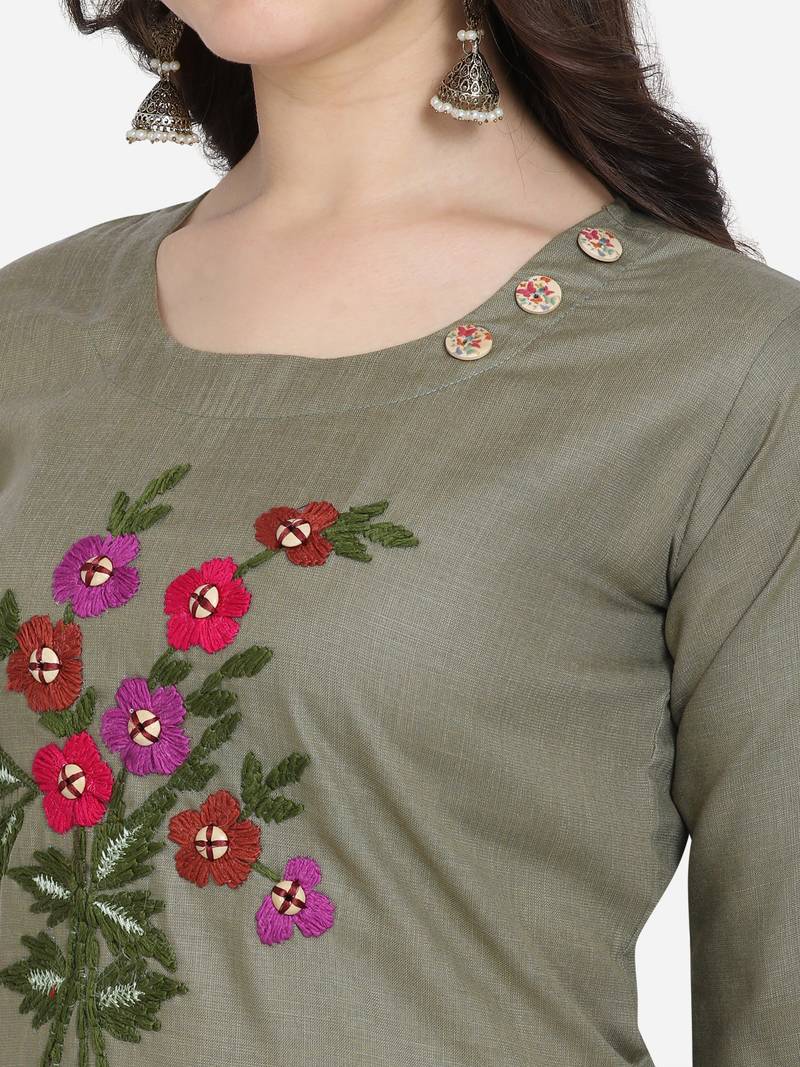 Olive Green Color Straight Kurta kvsfab 3299731