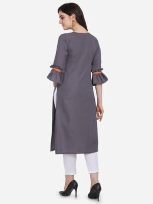 Grey Color Straight Kurta 2