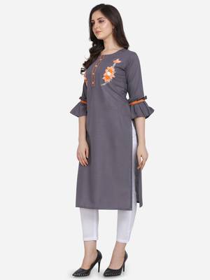 Grey Color Straight Kurta 3