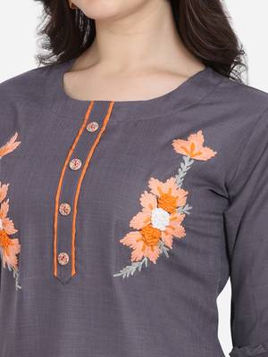 Grey Color Straight Kurta 4