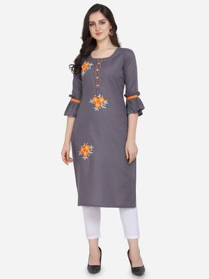 Grey Color Straight Kurta 1