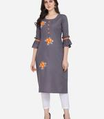 Grey Color Straight Kurta