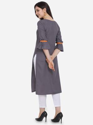 Grey Color Straight Kurta 2