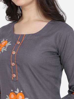 Grey Color Straight Kurta 4