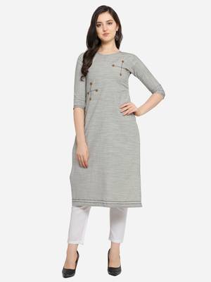 Grey Color Straight Kurta 1