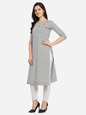 Grey Color Straight Kurta 3