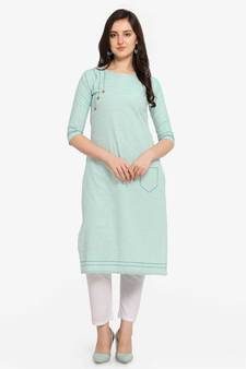 Sea Green Color Straight Kurta