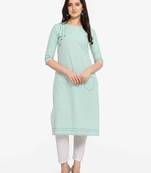Sea Green Color Straight Kurta