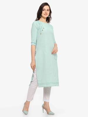 Sea Green Color Straight Kurta 3