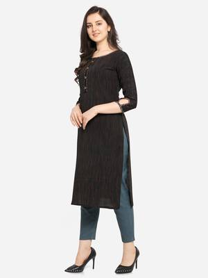 Black Color Straight Kurta 3