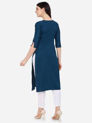 Navy Blue Color printed Straight Kurta 2
