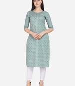 Grey Color printed Straight Kurta