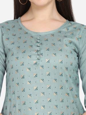 Grey Color printed Straight Kurta 4
